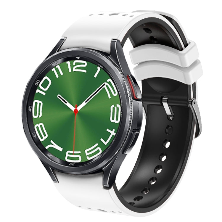 For Samsung Galaxy Watch 6 Two Color Silicone Watch Band(White Black) - free shipping - PMC TechLife - Order now!