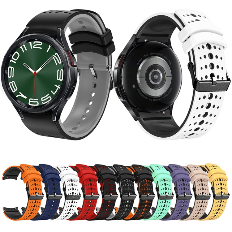 For Samsung Galaxy Watch 6 Two Color Silicone Watch Band(Purple Black) - Watch Bands by PMC TechLife | Online Shopping South Africa | PMC TechLife