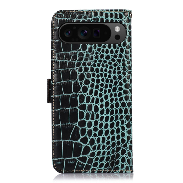 For Google Pixel 10 Pro / 9 Pro Crocodile Top Layer Cowhide Leather Phone Case(Green) - Google Cases by PMC TechLife | Online Shopping South Africa | PMC TechLife | Buy Now Pay Later Mobicred