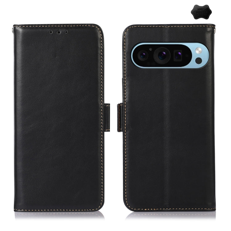 For Google Pixel 9 Crazy Horse Top Layer Cowhide Leather Phone Case(Black) - free shipping - PMC TechLife - Order now!