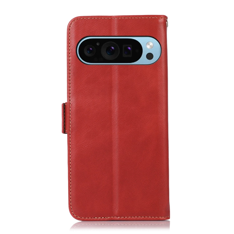 For Google Pixel 9 Crazy Horse Top Layer Cowhide Leather Phone Case(Red) - Google Cases by PMC TechLife | Online Shopping South Africa | PMC TechLife | Buy Now Pay Later Mobicred