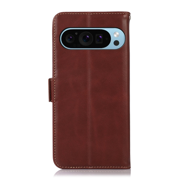 For Google Pixel 9 Crazy Horse Top Layer Cowhide Leather Phone Case(Brown) - Google Cases by PMC TechLife | Online Shopping South Africa | PMC TechLife | Buy Now Pay Later Mobicred