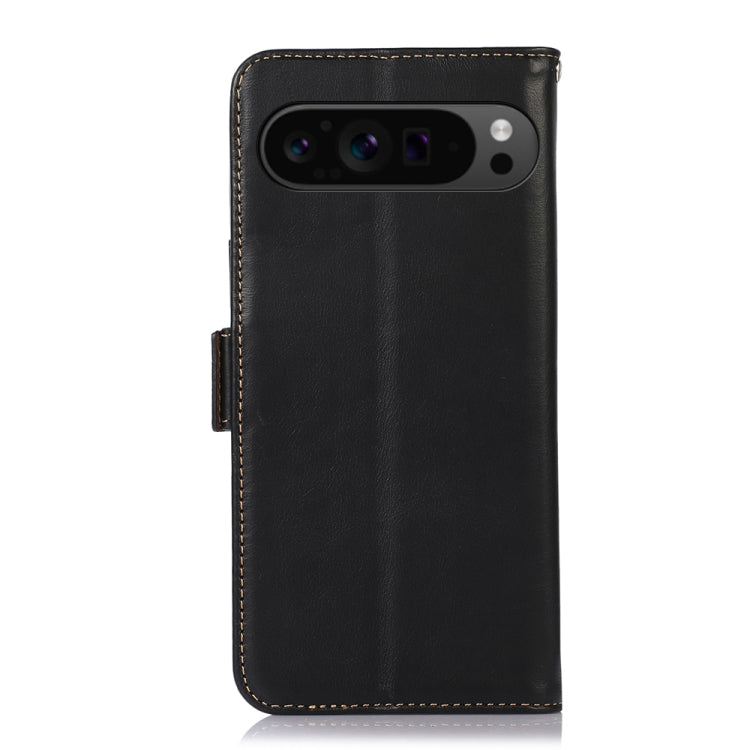 For Google Pixel 9 Pro Crazy Horse Top Layer Cowhide Leather Phone Case(Black) - Google Cases by PMC TechLife | Online Shopping South Africa | PMC TechLife | Buy Now Pay Later Mobicred