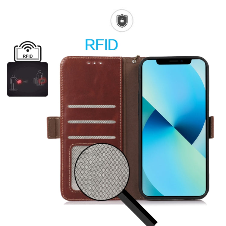 For Google Pixel 9 Pro Crazy Horse Top Layer Cowhide Leather Phone Case(Brown) - Google Cases by PMC TechLife | Online Shopping South Africa | PMC TechLife | Buy Now Pay Later Mobicred