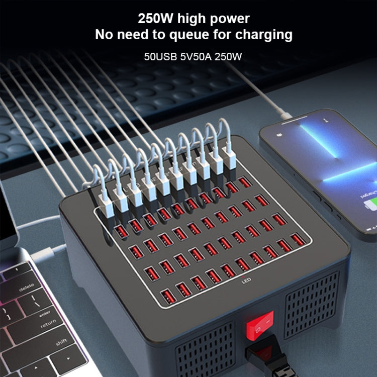 YFY-A77 250W 50 Ports USB Smart Charging Station(UK Plug) - Multifunction Charger by PMC Jewellery | Online Shopping South Africa | PMC Jewellery | Buy Now Pay Later Mobicred