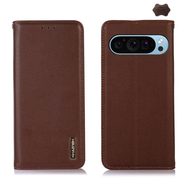 For Google Pixel 10 / 9 KHAZNEH Nappa Top Layer Cowhide Leather Phone Case(Brown) - Google Cases by PMC TechLife | Online Shopping South Africa | PMC TechLife | Buy Now Pay Later Mobicred