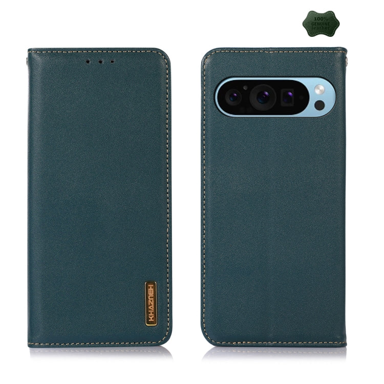 For Google Pixel 10 / 9 KHAZNEH Nappa Top Layer Cowhide Leather Phone Case(Green) - Google Cases by PMC TechLife | Online Shopping South Africa | PMC TechLife | Buy Now Pay Later Mobicred