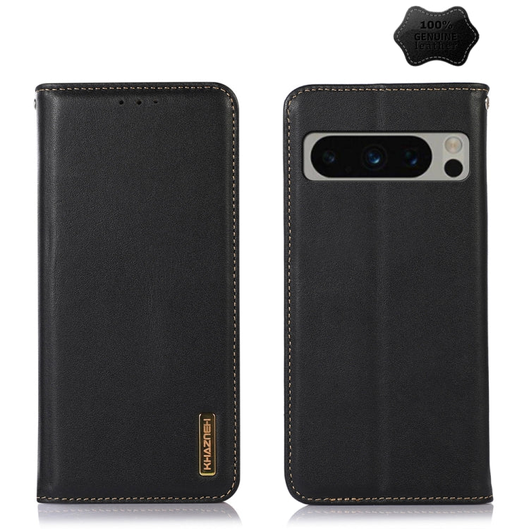 For Google Pixel 10 Pro / 9 Pro KHAZNEH Nappa Top Layer Cowhide Leather Phone Case(Black) - Google Cases by PMC TechLife | Online Shopping South Africa | PMC TechLife | Buy Now Pay Later Mobicred