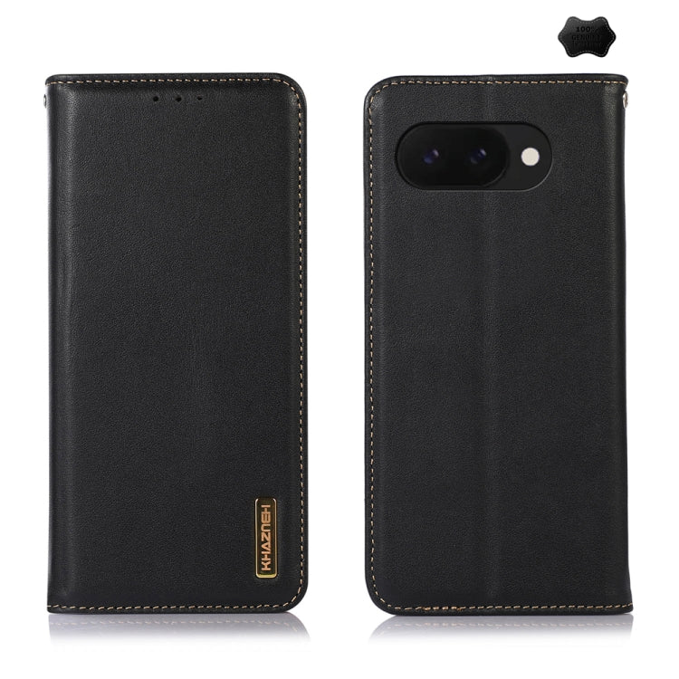 For Google Pixel 9a KHAZNEH Nappa Top Layer Cowhide Leather Phone Case(Black) - Google Cases by PMC TechLife | Online Shopping South Africa | PMC TechLife | Buy Now Pay Later Mobicred