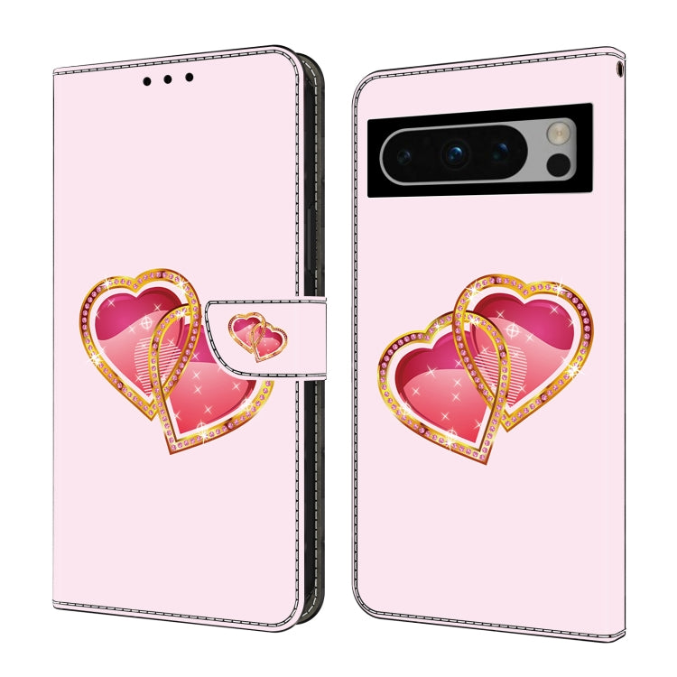 For Google Pixel 9 Crystal Painted Leather Phone case(Love Peach) - free shipping - PMC TechLife - Order now!