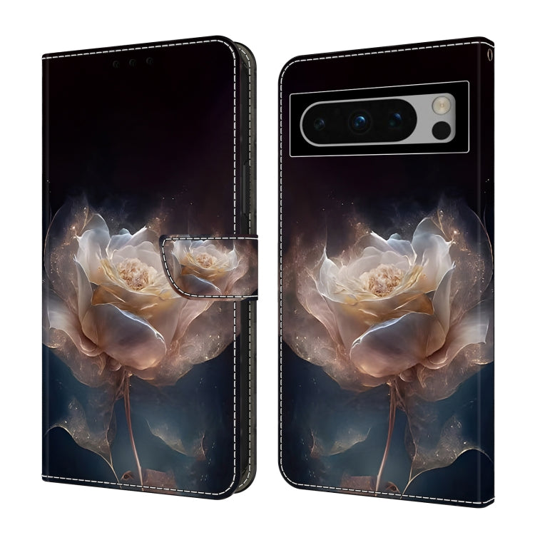 For Google Pixel 9 Pro Crystal Painted Leather Phone case(Peony) - Google Cases by PMC TechLife | Online Shopping South Africa | PMC TechLife | Buy Now Pay Later Mobicred