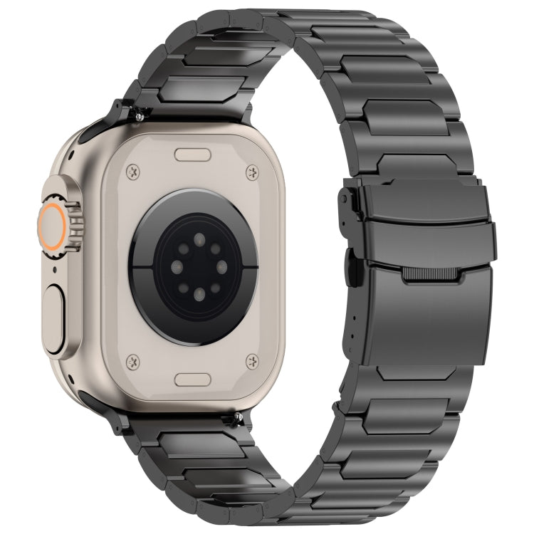 For Apple Watch Ultra 49mm I-Shaped Titanium Metal Watch Band(Black) - Watch Bands by PMC TechLife | Online Shopping South Africa | PMC TechLife