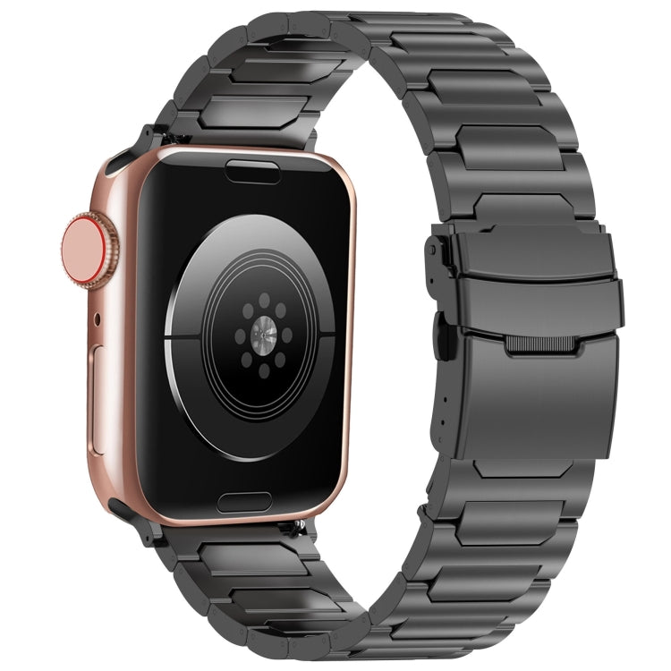 For Apple Watch SE 2022 44mm I-Shaped Titanium Metal Watch Band(Black) - Watch Bands by PMC TechLife | Online Shopping South Africa | PMC TechLife