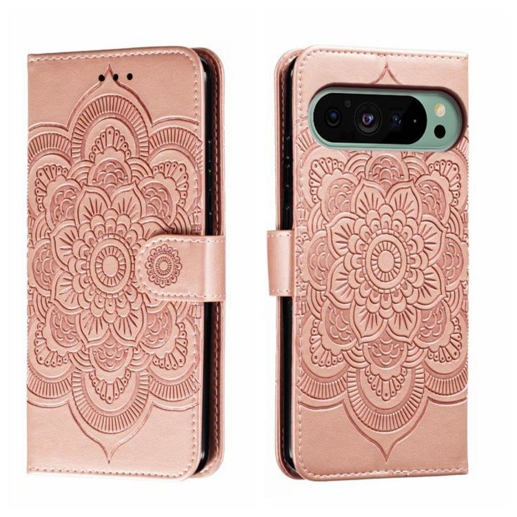 For Google Pixel 9 Sun Mandala Embossing Pattern Phone Leather Case(Rose Gold) - Google Cases by PMC TechLife | Online Shopping South Africa | PMC TechLife | Buy Now Pay Later Mobicred