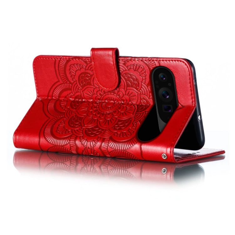 For Google Pixel 9 Pro Sun Mandala Embossing Pattern Phone Leather Case(Red) - Google Cases by PMC TechLife | Online Shopping South Africa | PMC TechLife | Buy Now Pay Later Mobicred