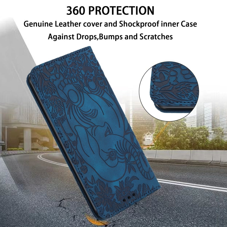 For iPhone 16 Pro Max Retro Elephant Embossed Leather Phone Case(Blue) - iPhone 16 Pro Max Cases by PMC TechLife | Online Shopping South Africa | PMC TechLife | Buy Now Pay Later Mobicred