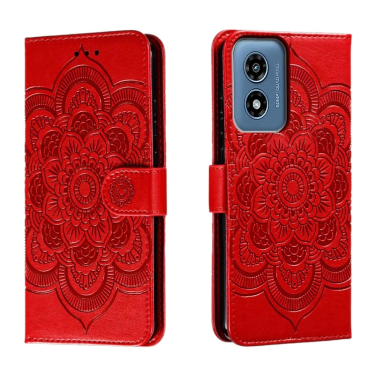 For Motorola Moto G Play 2024 Sun Mandala Embossing Pattern Phone Leather Case(Red) - free shipping - PMC Jewellery - Order now!