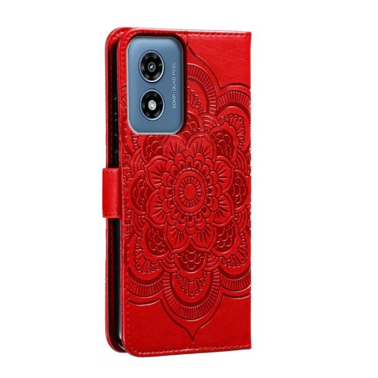 For Motorola Moto G Play 2024 Sun Mandala Embossing Pattern Phone Leather Case(Red) - free shipping - PMC Jewellery - Order now!