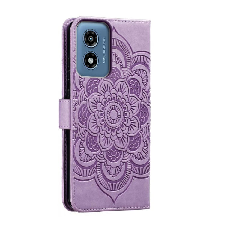 For Motorola Moto G Play 2024 Sun Mandala Embossing Pattern Phone Leather Case(Purple) - Motorola Cases by PMC Jewellery | Online Shopping South Africa | PMC Jewellery | Buy Now Pay Later Mobicred