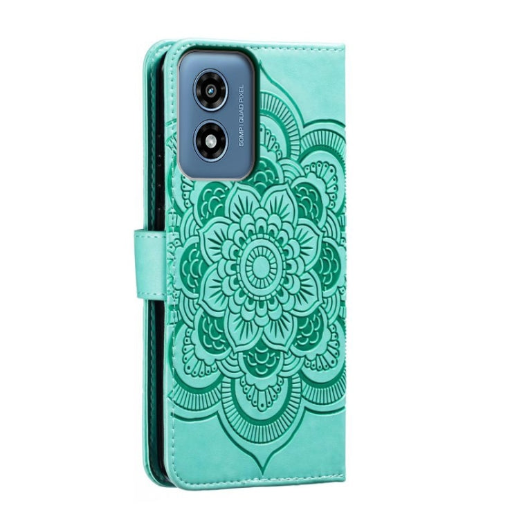 For Motorola Moto G Play 2024 Sun Mandala Embossing Pattern Phone Leather Case(Green) - Motorola Cases by PMC Jewellery | Online Shopping South Africa | PMC Jewellery | Buy Now Pay Later Mobicred