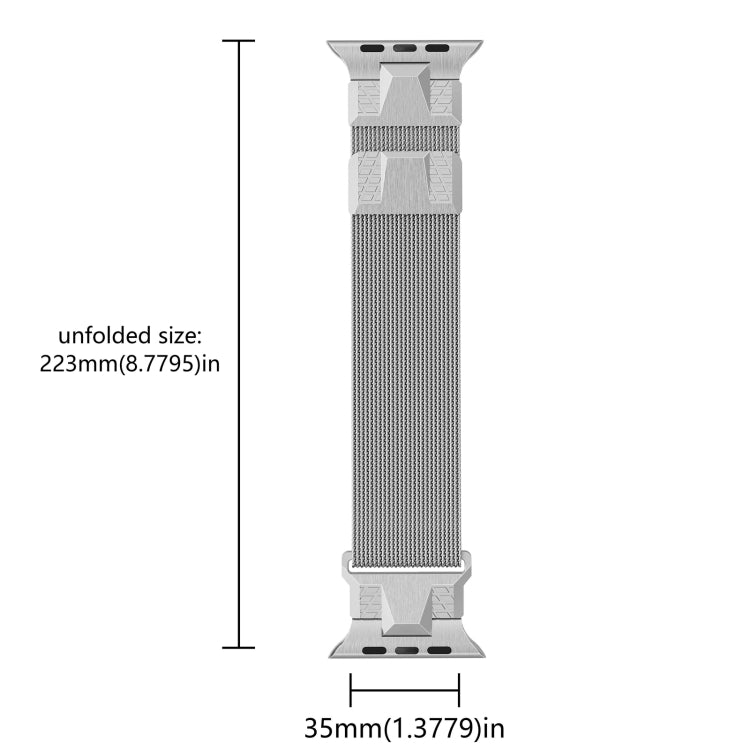For Apple Watch Series 2 42mm Mecha Style Milanese Metal Watch Band(Titanium Silver) - Watch Bands by PMC TechLife | Online Shopping South Africa | PMC TechLife | Buy Now Pay Later Mobicred