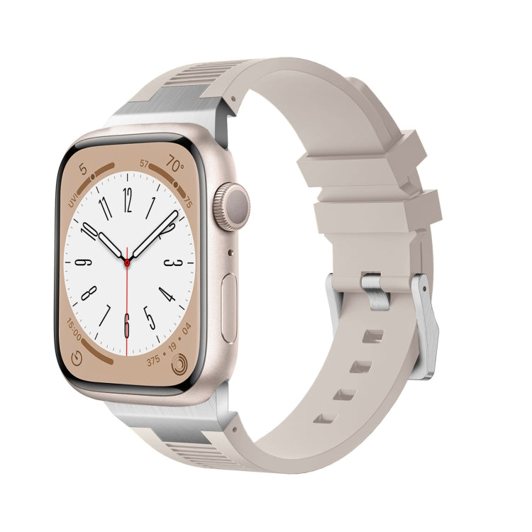 For Apple Watch SE 2023 44mm Loners Liquid Silicone Watch Band(Silver Starlight) - Watch Bands by PMC TechLife | Online Shopping South Africa | PMC TechLife | Buy Now Pay Later Mobicred
