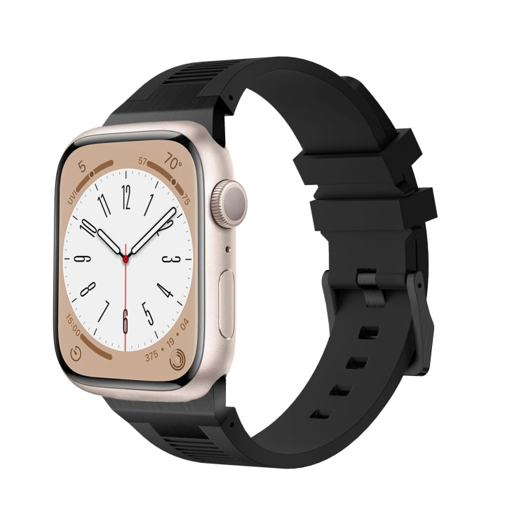 For Apple Watch Series 8 45mm Loners Liquid Silicone Watch Band(Black Black) - free shipping - PMC TechLife - Order now!