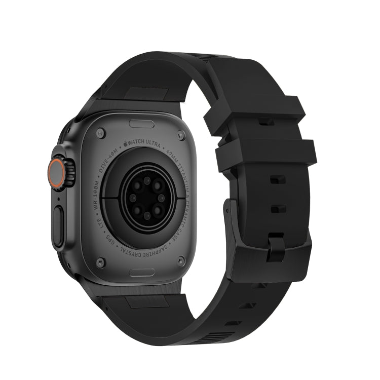 For Apple Watch Series 8 45mm Loners Liquid Silicone Watch Band(Black Black) - free shipping - PMC TechLife - Order now!