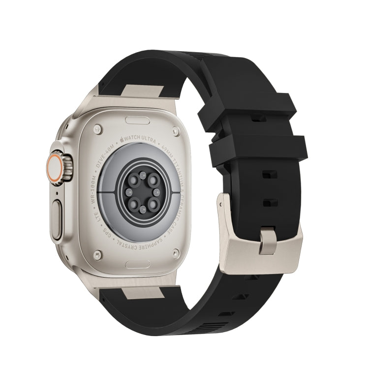 For Apple Watch Series 8 45mm Loners Liquid Silicone Watch Band(Titanium Black) - Watch Bands by PMC TechLife | Online Shopping South Africa | PMC TechLife