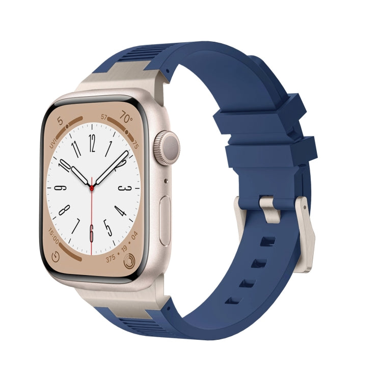 For Apple Watch Series 8 45mm Loners Liquid Silicone Watch Band(Titanium Midnight Blue) - Watch Bands by PMC TechLife | Online Shopping South Africa | PMC TechLife