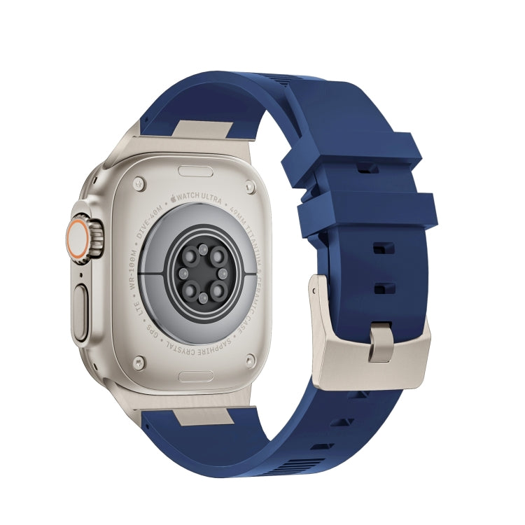 For Apple Watch Series 8 45mm Loners Liquid Silicone Watch Band(Titanium Midnight Blue) - Watch Bands by PMC TechLife | Online Shopping South Africa | PMC TechLife