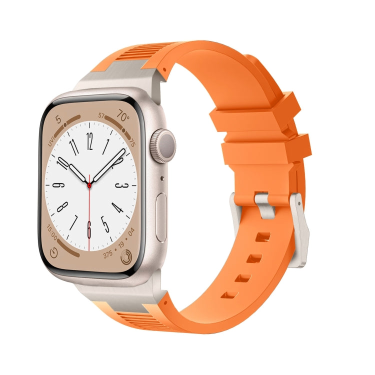 For Apple Watch SE 2022 44mm Loners Liquid Silicone Watch Band(Titanium Orange) - Watch Bands by PMC TechLife | Online Shopping South Africa | PMC TechLife