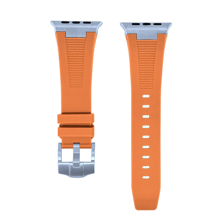 For Apple Watch SE 2022 44mm Loners Liquid Silicone Watch Band(Sliver Orange) - free shipping - PMC TechLife - Order now!