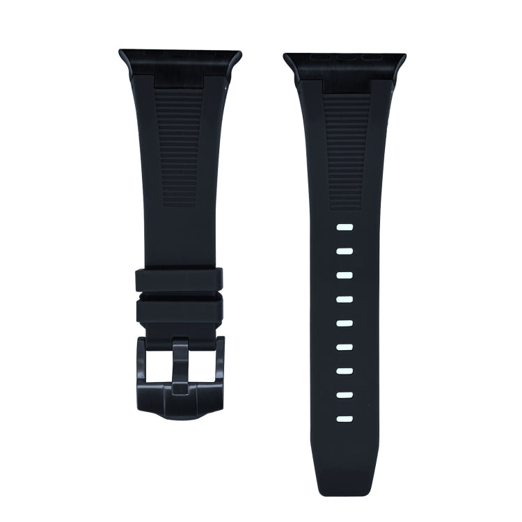 For Apple Watch Series 7 45mm Loners Liquid Silicone Watch Band(Black Black) - Watch Bands by PMC TechLife | Online Shopping South Africa | PMC TechLife