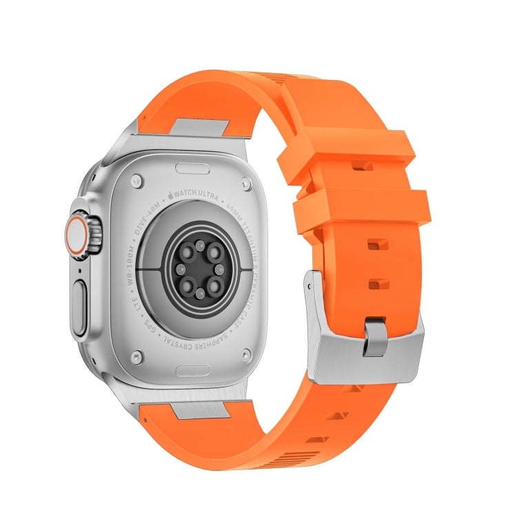 For Apple Watch Series 7 45mm Loners Liquid Silicone Watch Band(Sliver Orange) - Watch Bands by PMC TechLife | Online Shopping South Africa | PMC TechLife