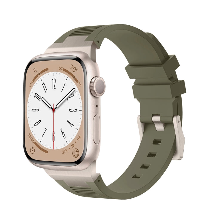 For Apple Watch SE 44mm Loners Liquid Silicone Watch Band(Titanium Green) - Watch Bands by PMC TechLife | Online Shopping South Africa | PMC TechLife