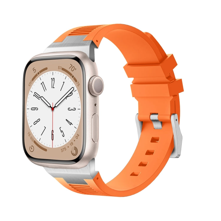 For Apple Watch SE 44mm Loners Liquid Silicone Watch Band(Sliver Orange) - Watch Bands by PMC TechLife | Online Shopping South Africa | PMC TechLife