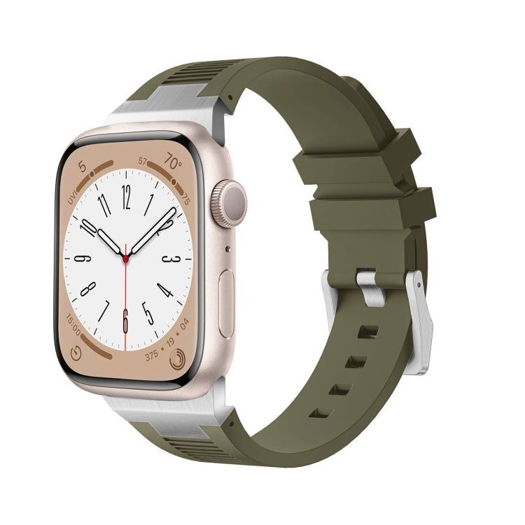 For Apple Watch Series 4 44mm Loners Liquid Silicone Watch Band(Silver Green) - Watch Bands by PMC TechLife | Online Shopping South Africa | PMC TechLife | Buy Now Pay Later Mobicred