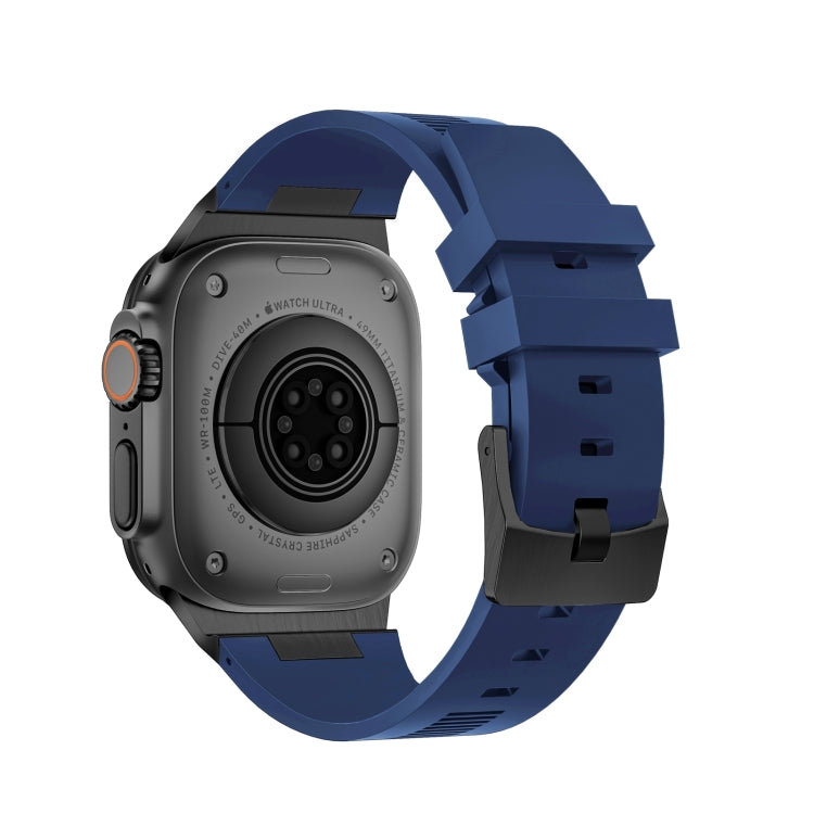 For Apple Watch Series 3 42mm Loners Liquid Silicone Watch Band(Black Midnight Blue) - Watch Bands by PMC TechLife | Online Shopping South Africa | PMC TechLife