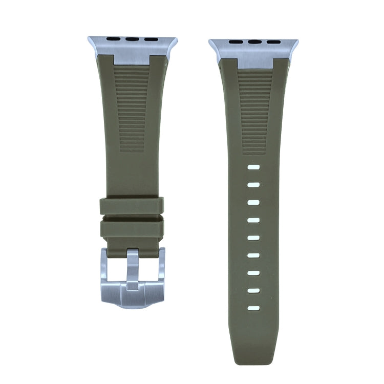 For Apple Watch Series 3 42mm Loners Liquid Silicone Watch Band(Silver Green) - Watch Bands by PMC TechLife | Online Shopping South Africa | PMC TechLife | Buy Now Pay Later Mobicred