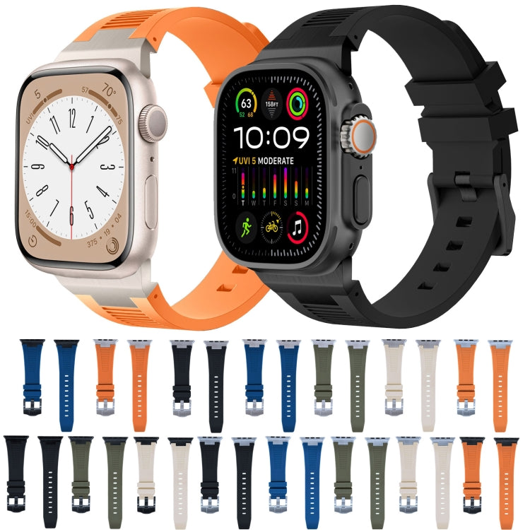 For Apple Watch SE 2023 44mm Loners Liquid Silicone Watch Band(Silver Green) - Watch Bands by PMC TechLife | Online Shopping South Africa | PMC TechLife | Buy Now Pay Later Mobicred