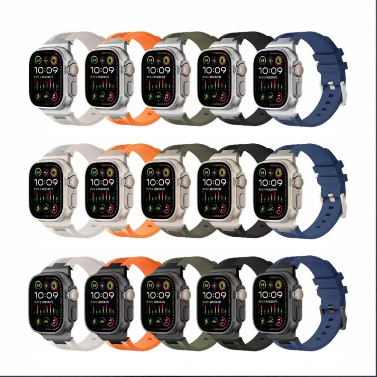 For Apple Watch SE 2022 44mm Loners Liquid Silicone Watch Band(Silver Midnight Blue) - Watch Bands by PMC TechLife | Online Shopping South Africa | PMC TechLife