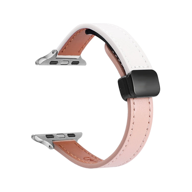 For Apple Watch Series 6 40mm Slim Magnetic Buckle Genuine Leather Watch Band(Plain Beige Pink) - free shipping - PMC TechLife - Order now!