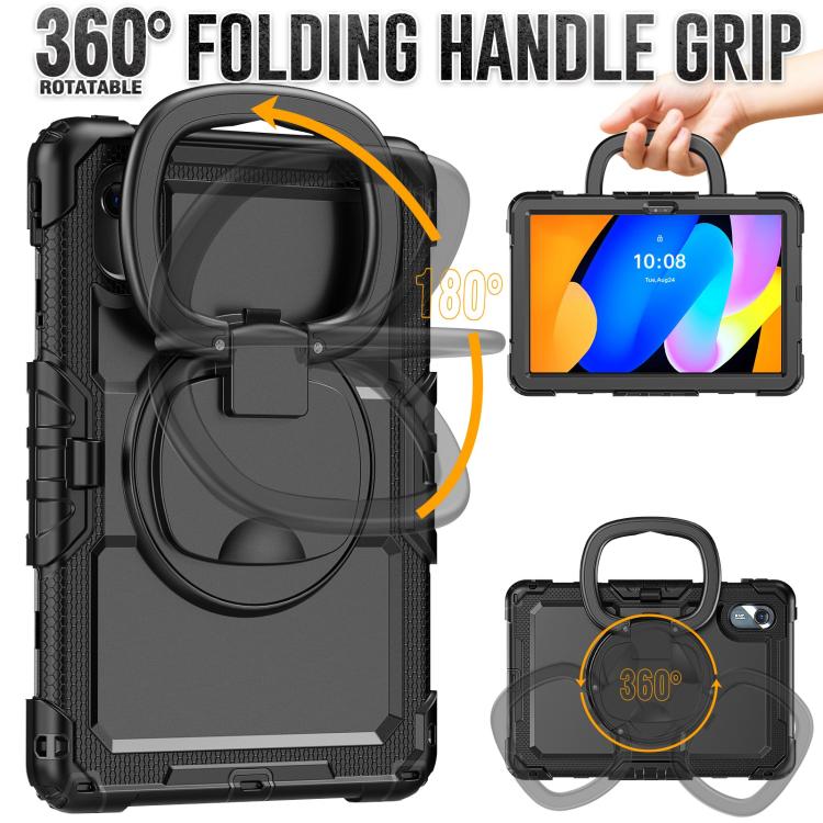 For Lenovo Xiaoxin Pad 2024 / 2025 Handle Silicone Hydric PC Tablet Case with Shoulder Strap(Black) - free shipping - PMC Jewellery - Order now!