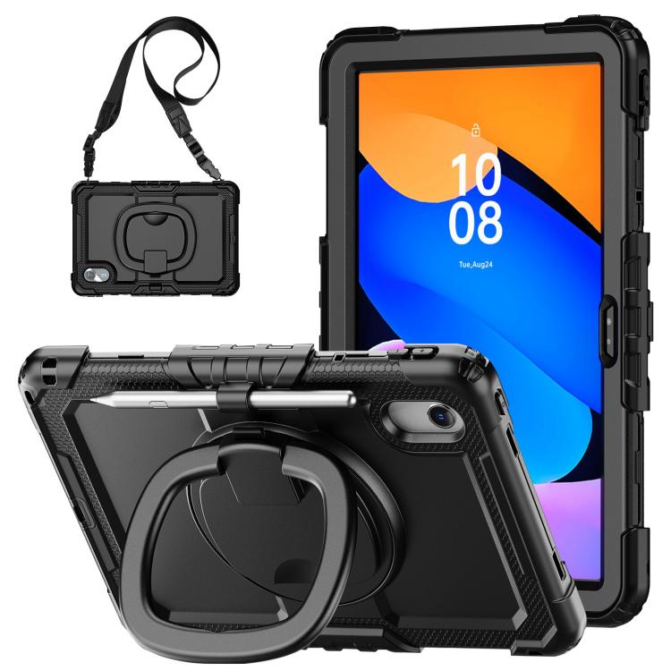 For Lenovo Xiaoxin Pad 2024 / 2025 Handle Silicone Hydric PC Tablet Case with Shoulder Strap(Black) - free shipping - PMC Jewellery - Order now!