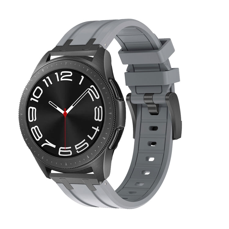 20mm Flat Head Silicone Watch Band(Black Grey) - 20mm Bands by PMC TechLife | Online Shopping South Africa | PMC TechLife