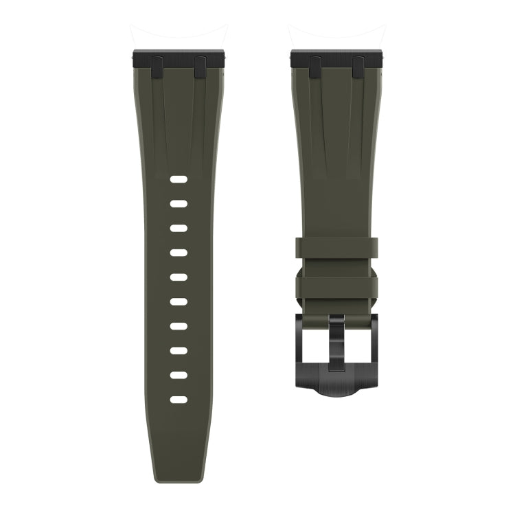 20mm Flat Head Silicone Watch Band(Black Green) - 20mm Bands by PMC TechLife | Online Shopping South Africa | PMC TechLife