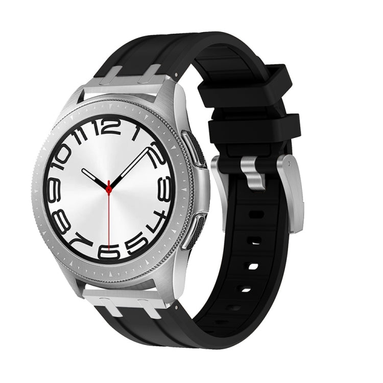 20mm Flat Head Silicone Watch Band(Silver Black) - free shipping - PMC TechLife - Order now!