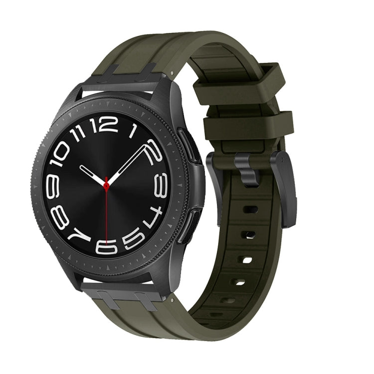 22mm Flat Head Silicone Watch Band(Black Green) - 22mm Bands by PMC TechLife | Online Shopping South Africa | PMC TechLife