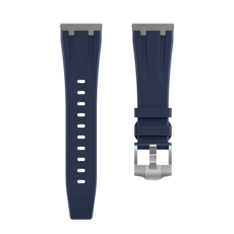 22mm Flat Head Silicone Watch Band(Silver Blue) - 22mm Bands by PMC TechLife | Online Shopping South Africa | PMC TechLife